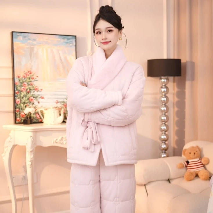 查理夫人【清冬】新款2024睡衣女套装时尚加厚保暖韩版冬季家居服