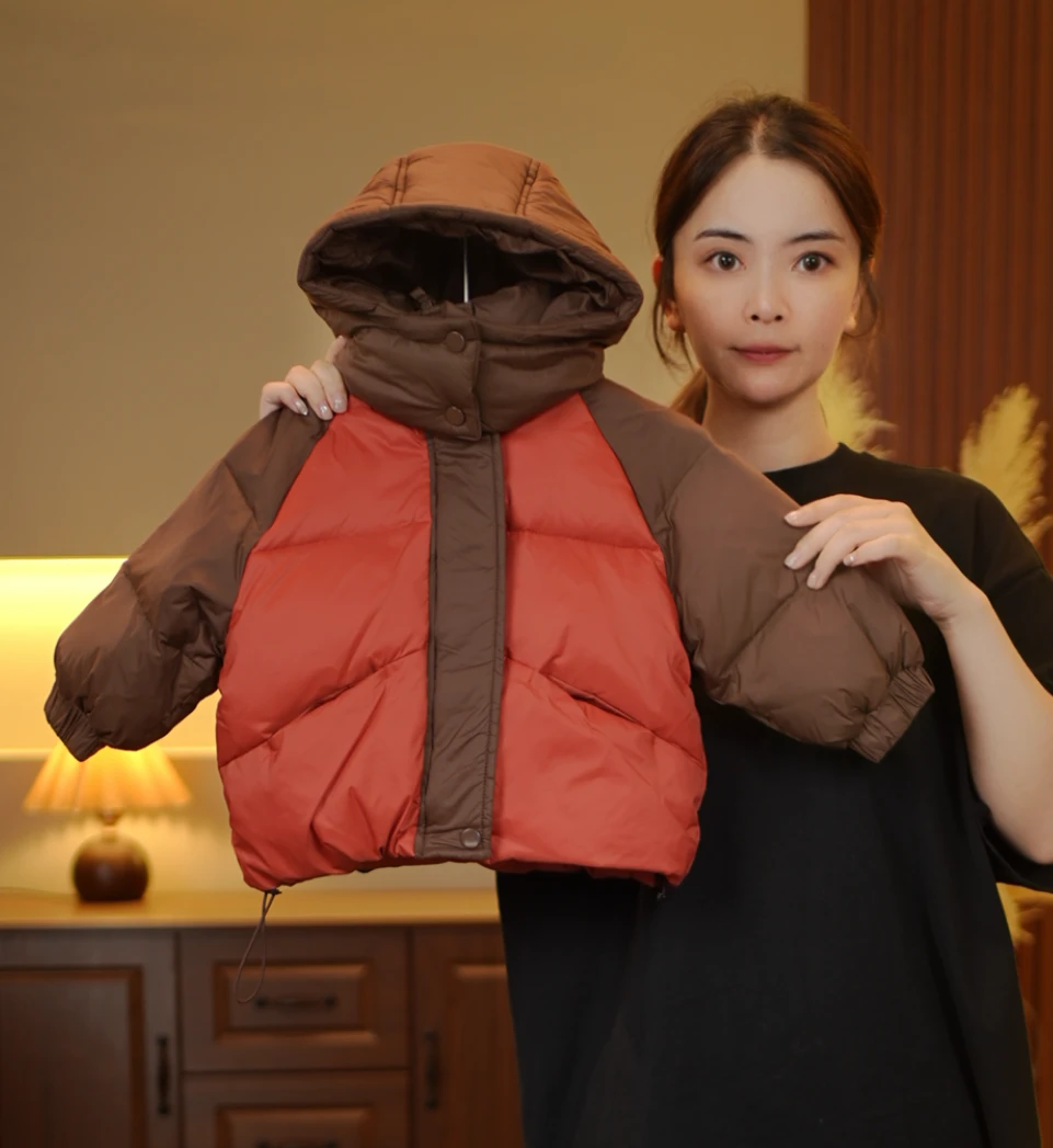 现货【冬款】2024新款儿童加厚保暖连帽秋冬90白鸭绒羽绒服38682