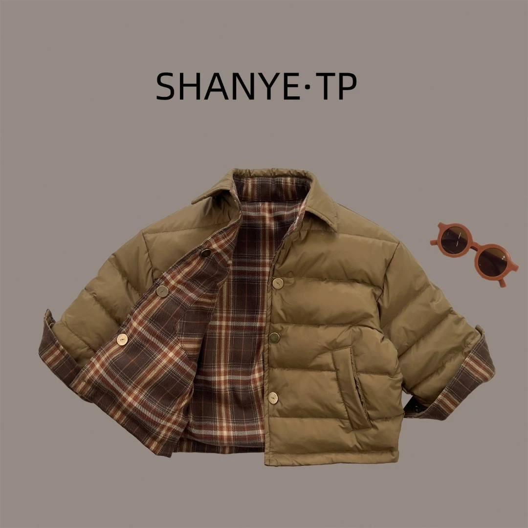 【现货】2023儿童冬季新款外套两面穿加厚保暖羽绒服35348