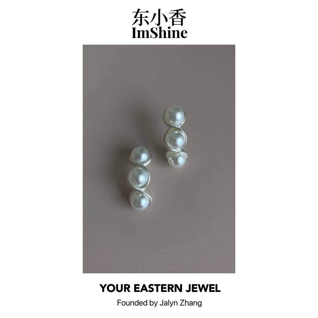 铜合金仿珍珠耳饰 三月·珍耳钉半圈秋冬气质款耳环-金abc-41