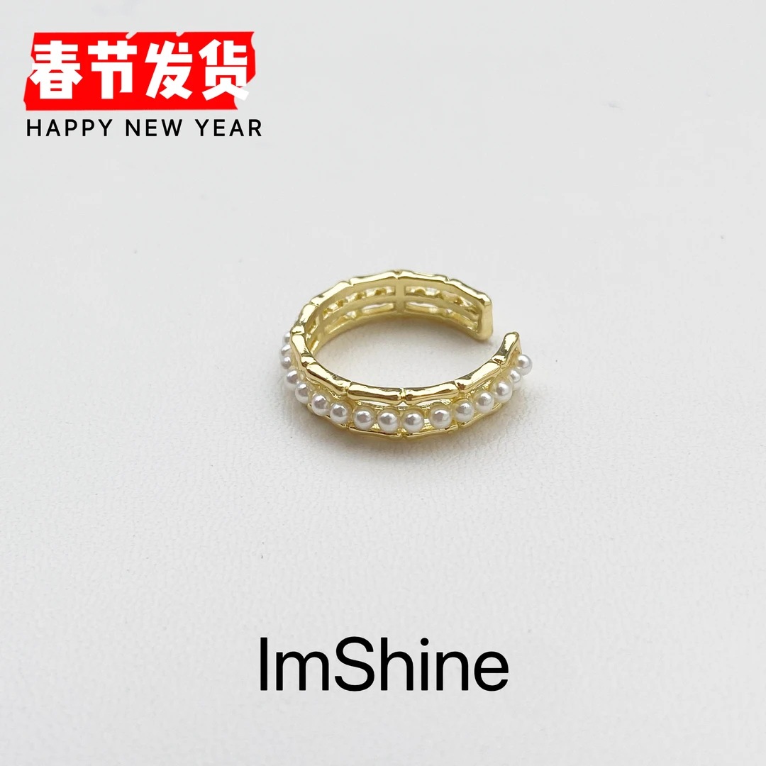 铜合金戒指 竹节小珍·开口可调节戒指东小香-j3670