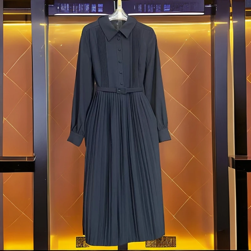 6053女连衣裙收腰裙子显瘦气质长裙时尚秋季复古碎花洋气轻奢百搭