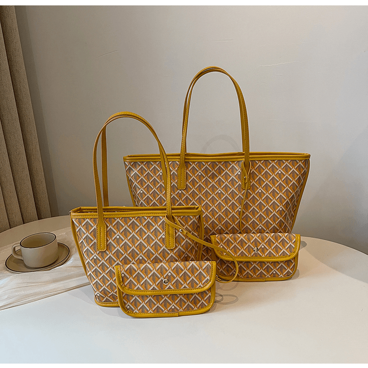 经典复古印花托特包女2024新款潮简约大容量手提包通勤子母包单肩