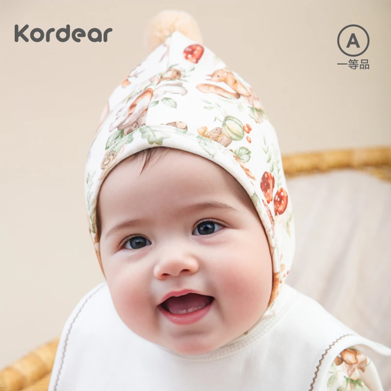 婴儿帽子双层纯棉新生儿护囟门帽新生儿护耳帽三角帽