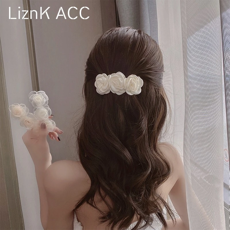 山茶花发夹夏季2023年新款韩国网红花朵后脑勺顶夹高级感发饰女