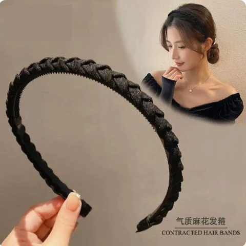 合金发饰 气质日系简约百搭碎发箍防滑细款发卡女麻花头箍压发夹