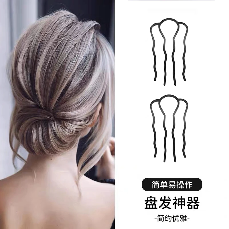 盘发工具四齿梳简约优雅古风气质百搭韩版无痕盘发簪簪子簪发倒插