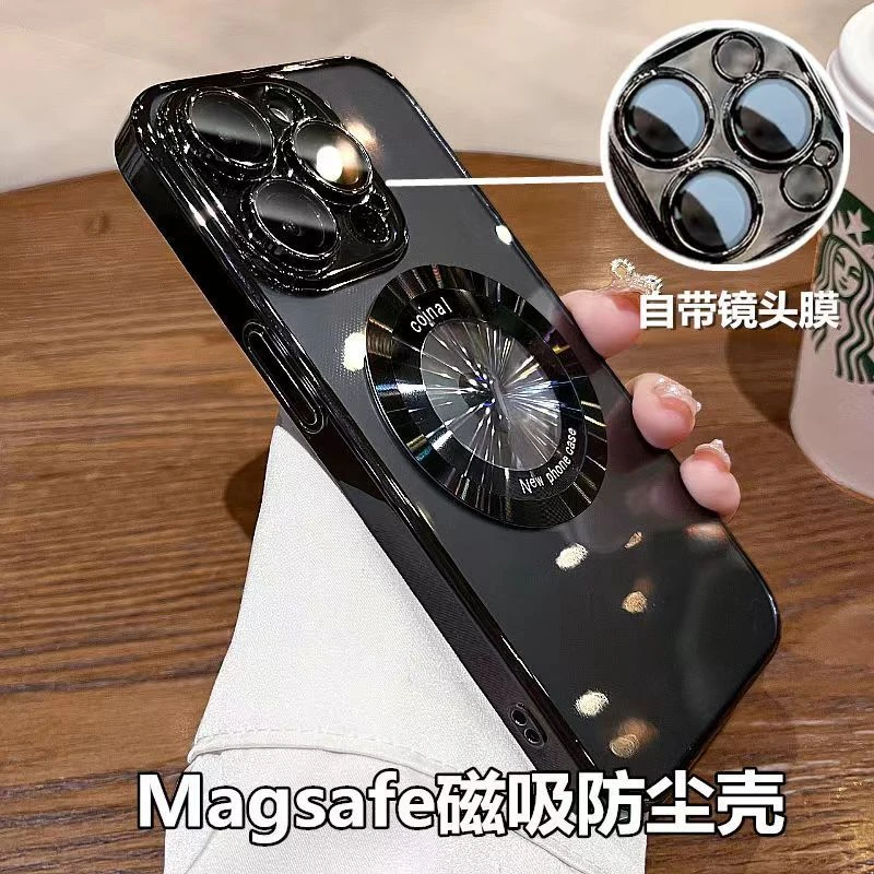 全包镜头膜苹果14ProMax手机壳电镀防尘网iPhone13防摔12磁吸壳11