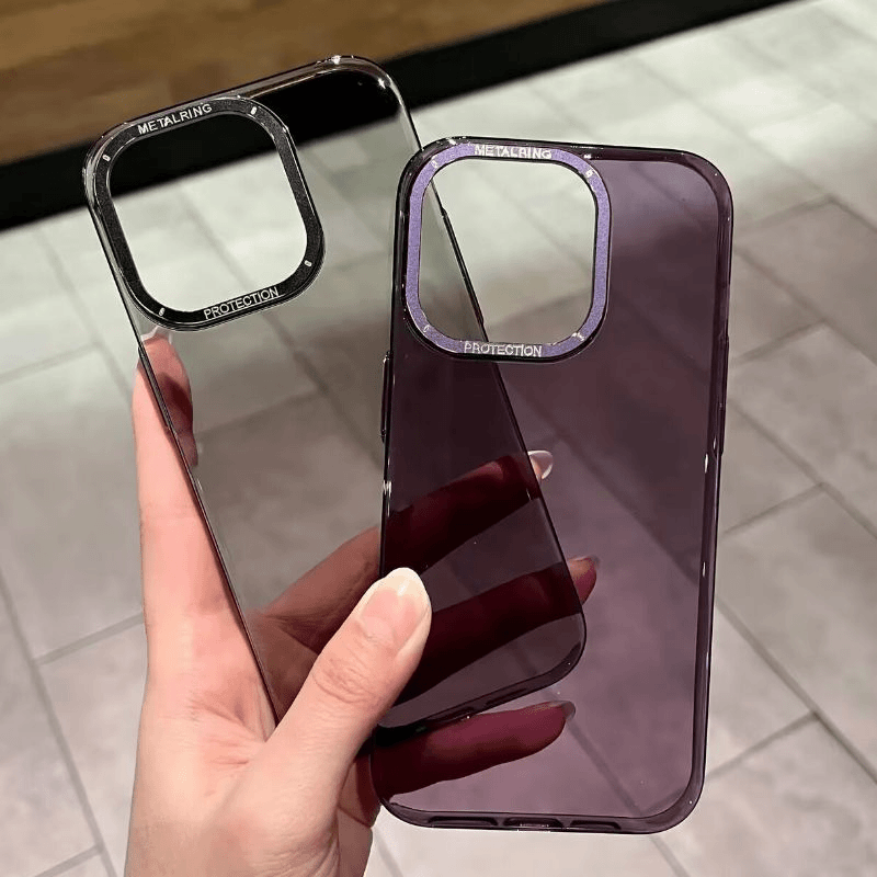 冰仕特 超薄暗紫色苹果14pro手机壳iPhone13promax金属镜框12透明磨砂硬