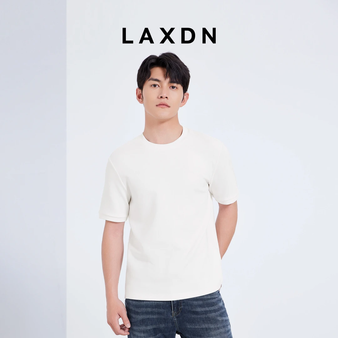 莱克斯顿新款休闲透气白色圆领T恤纯色短袖上衣男士4030540120