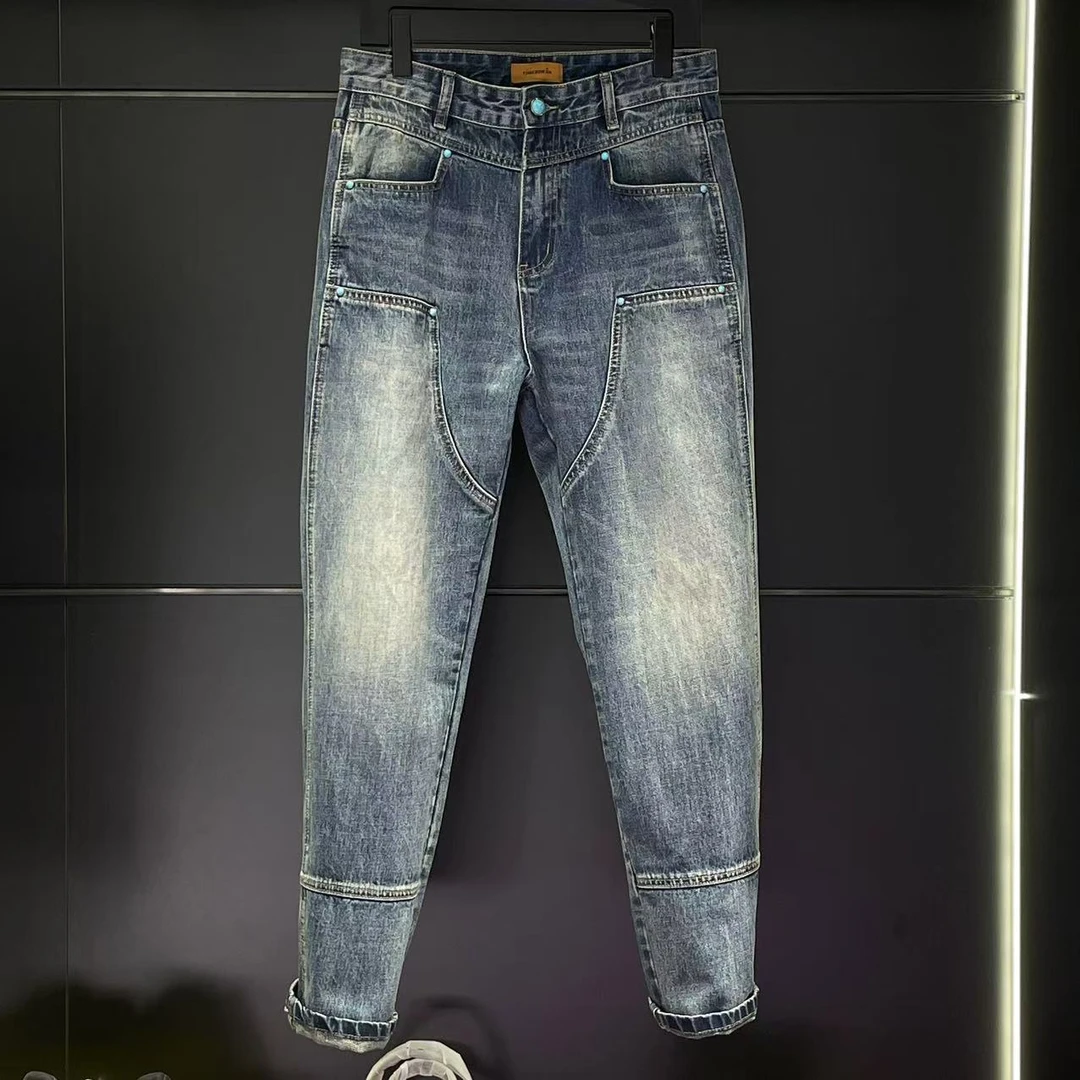 【TIME BOKAN】男士冬季时尚百搭潮流绿松石款休闲牛仔裤88229