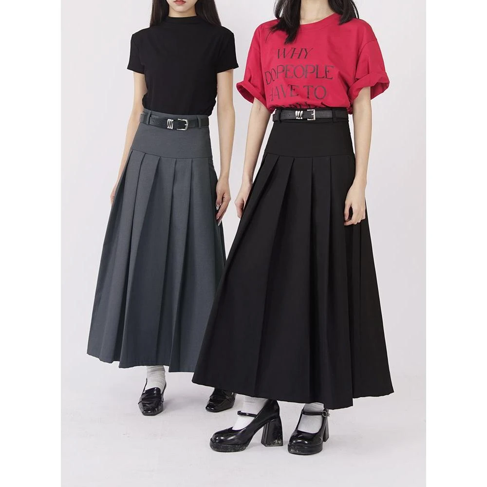 z正反两面穿百褶裙女设计感小众高腰遮跨显瘦a字西装气质半身裙