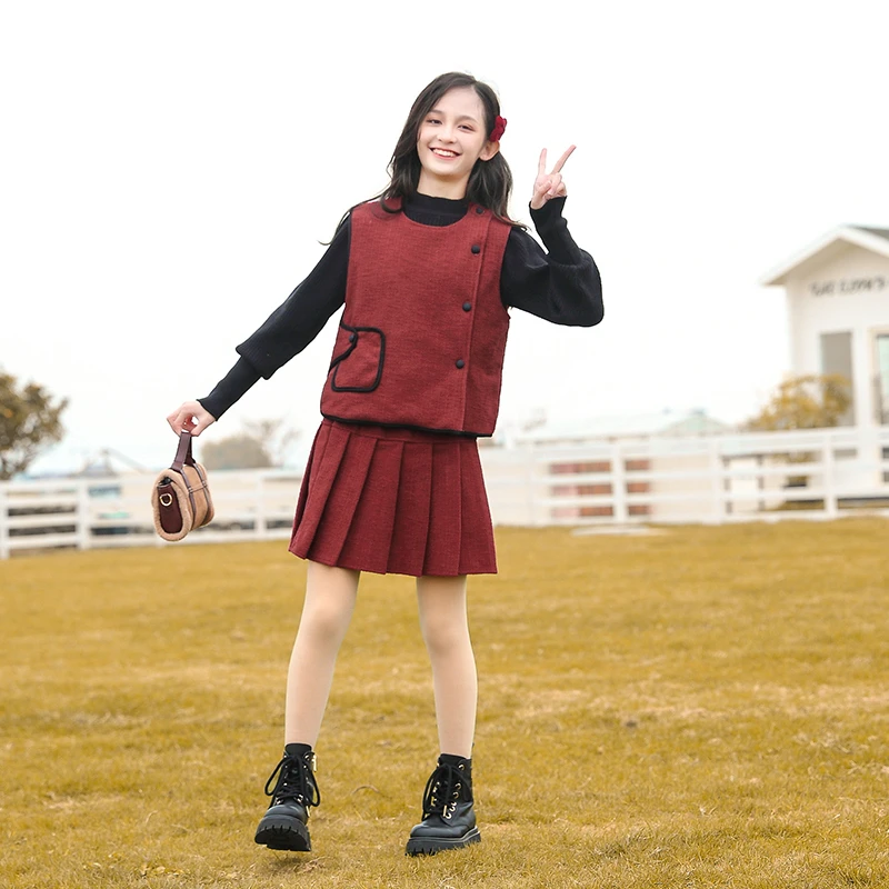 《童装品牌断码清仓直播》女童秋冬套装裙子拜年服大童加厚女孩冬装