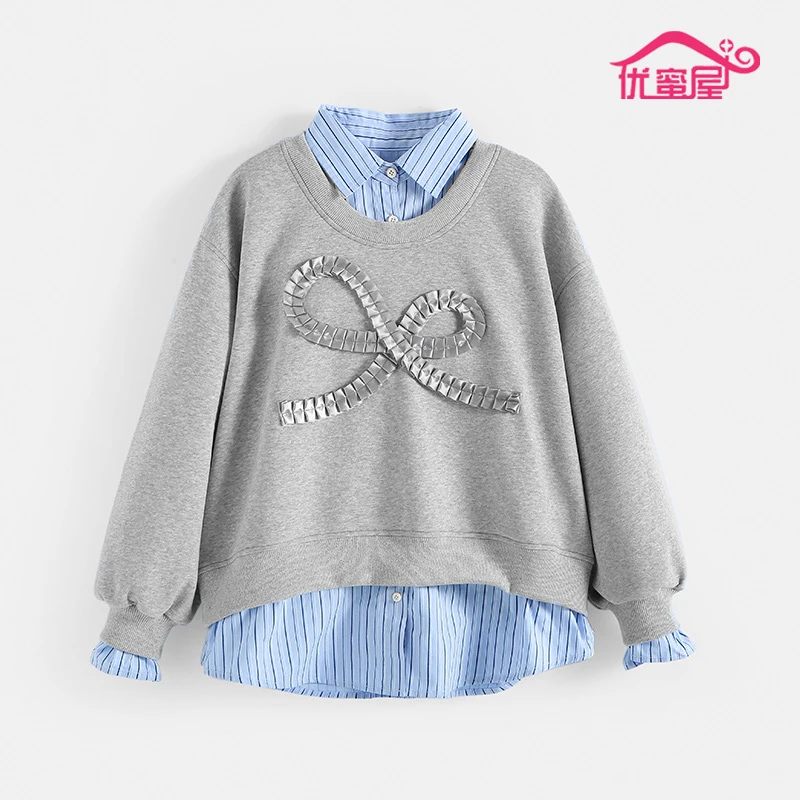 女童假两件卫衣2025长袖大童24734