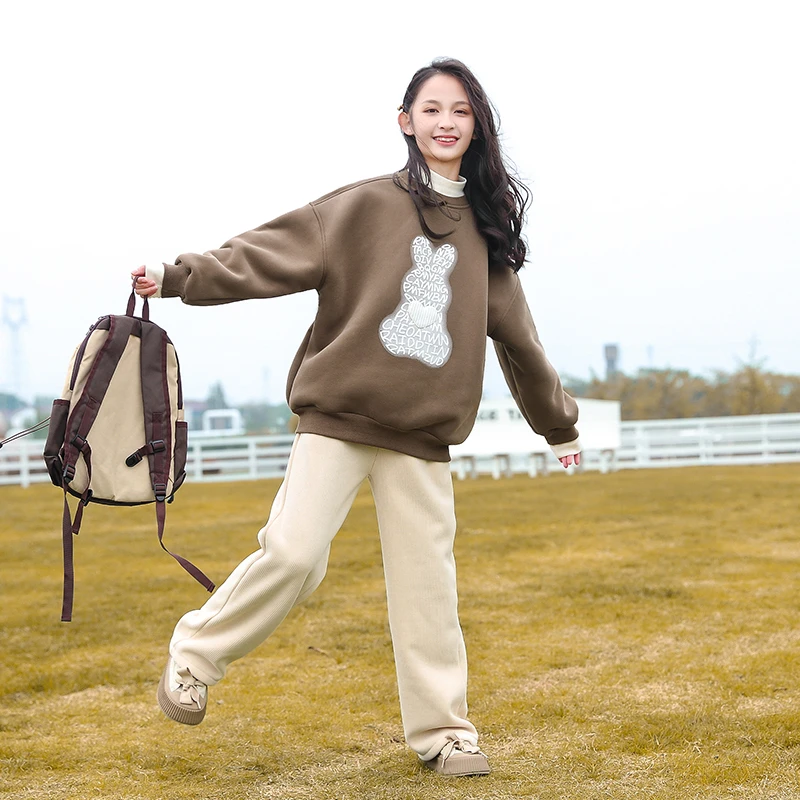 《童装品牌断码清仓直播》女童加绒卫衣秋冬中大童冬季儿童装上衣
