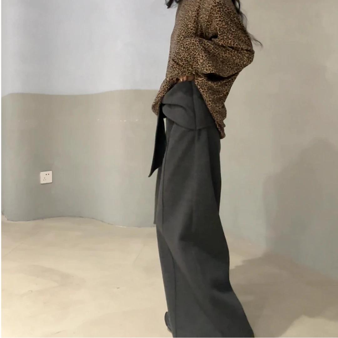 19135#（定制福利款NO退NO换）腰带打结显瘦尼料西裤