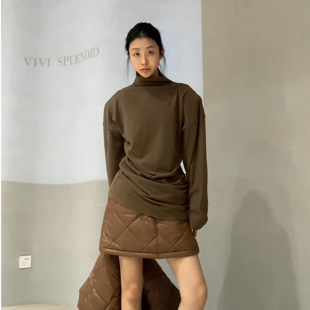 VIVISPLENDID19388#（定制福利款NO退NO换）中长款立领中长打底衫