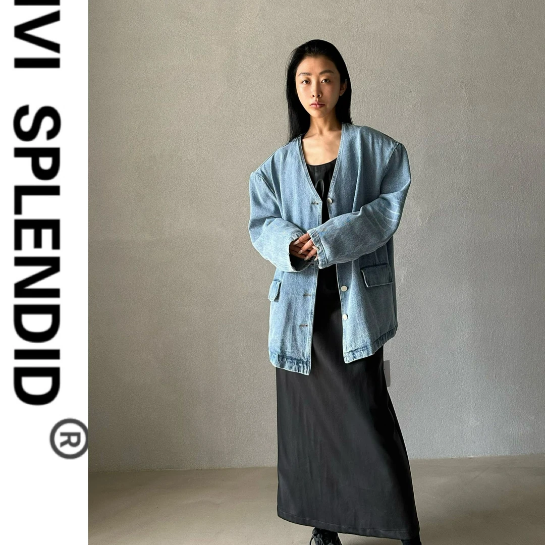 70392#（定制福利款NO退NO换）2024秋冬欧美风重工牛仔西装外套