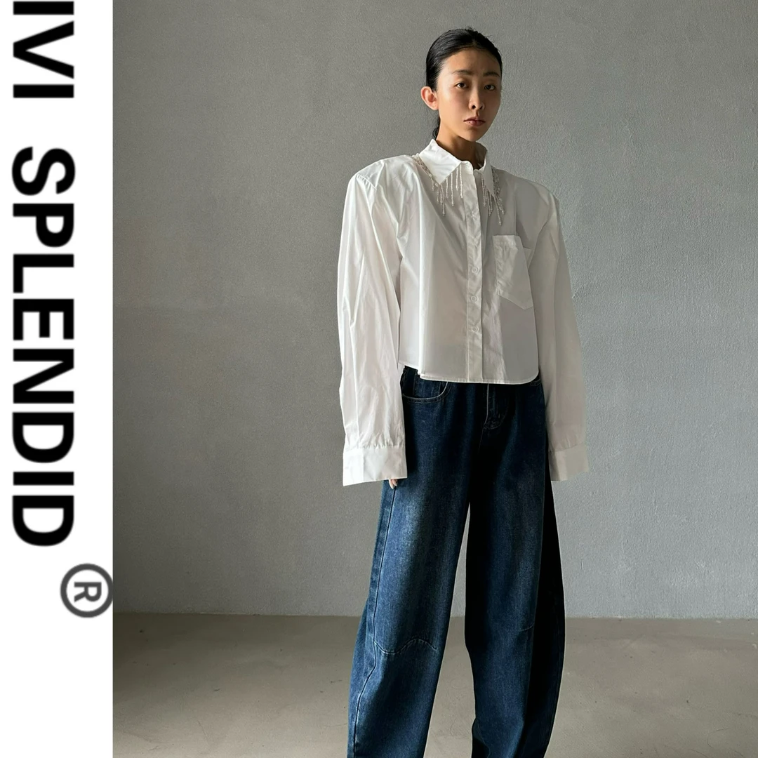 18836#（定制福利款NO退NO换）2024秋冬珍珠领挂链衬衫（不可机洗）