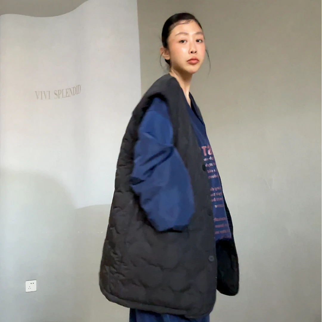 19163#（定制福利款NO退NO换）百搭男女同款OVER SIZE 棉马甲