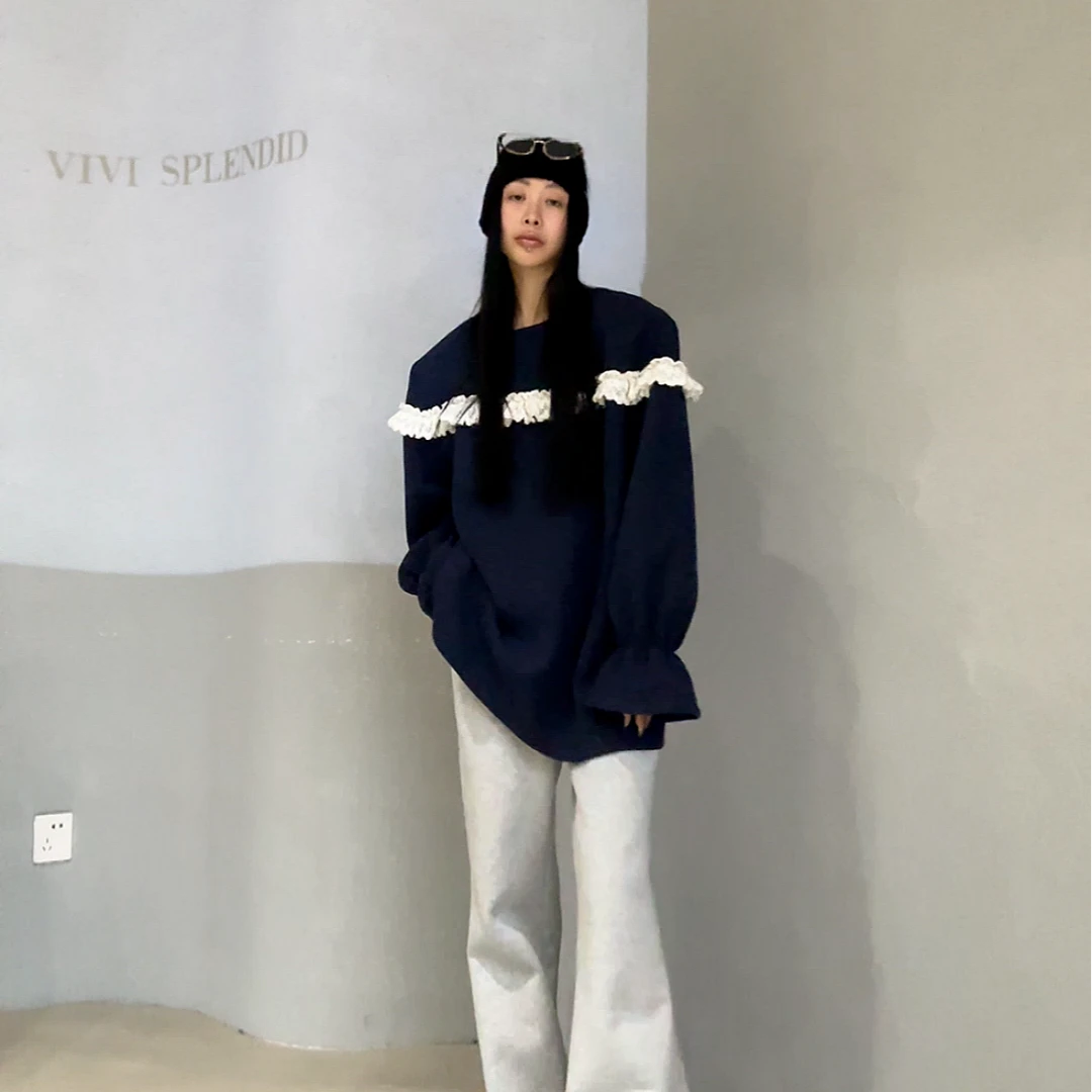 VIVISPLENDID19383#（定制福利款NO退NO换）系针织花边加厚复合毛衣