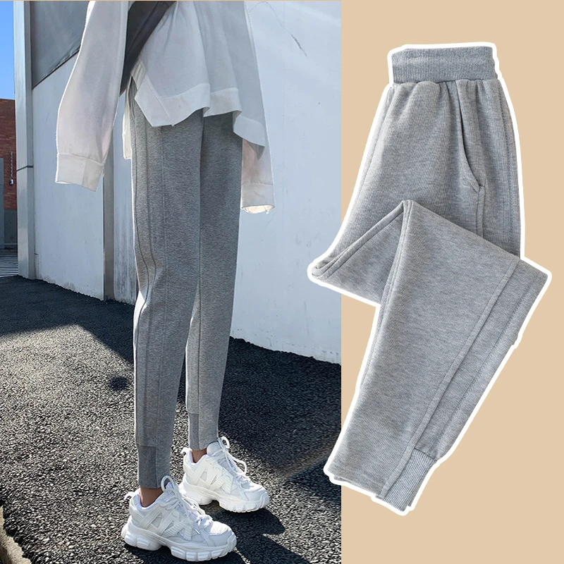 女童裤子秋冬款儿童秋装女孩休闲大童灰色运动裤卫裤冬季长裤加绒