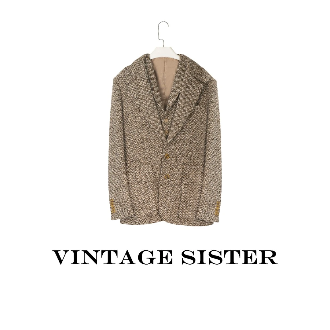 VINTAGE SISTER 7321【VTGSIS 推荐】慵懒摩登感格纹套装马甲西装