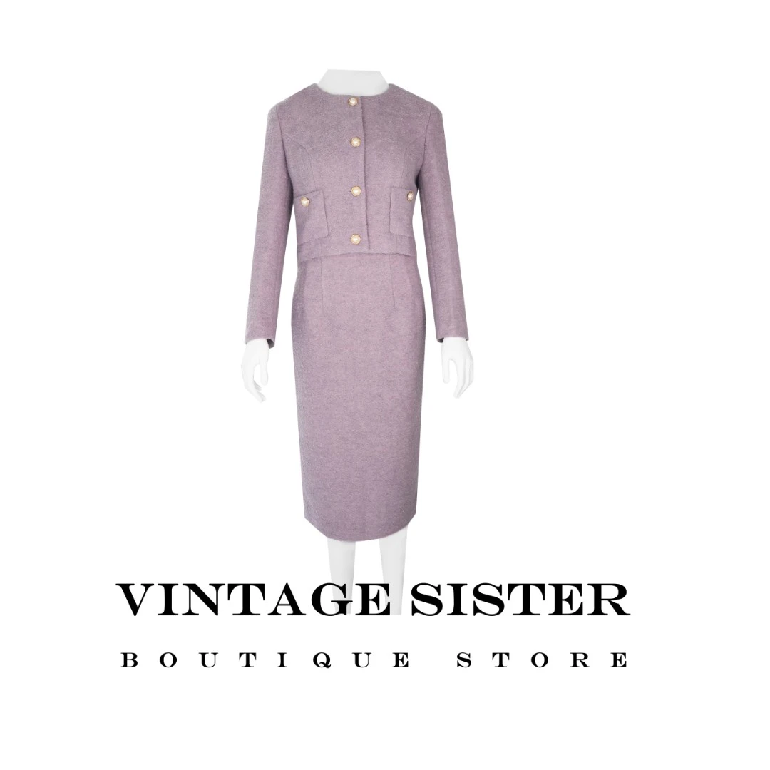 VINTAGE SISTER 7323【杜玛系列】香芋紫色小香风套装设计师轻奢女
