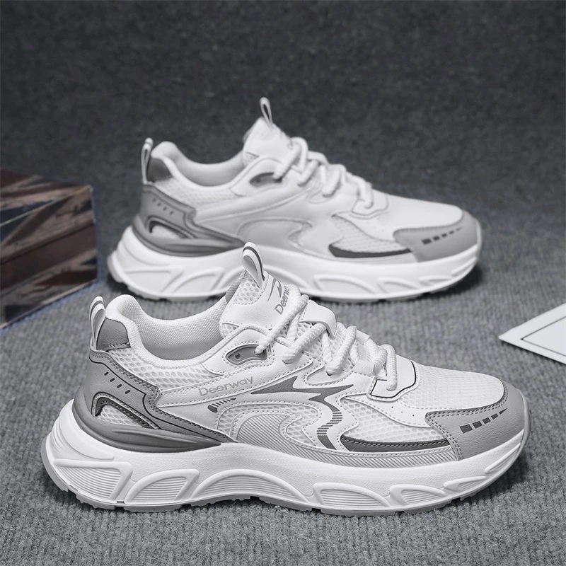 德尔惠夏季网面男鞋潮流透气休闲鞋厚底时尚百搭运动鞋内增高跑鞋