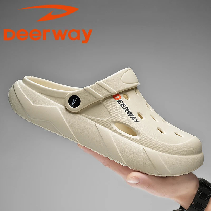 德尔惠洞洞鞋男款夏季外穿防滑踩屎感运动沙滩半拖鞋潮流包头凉鞋