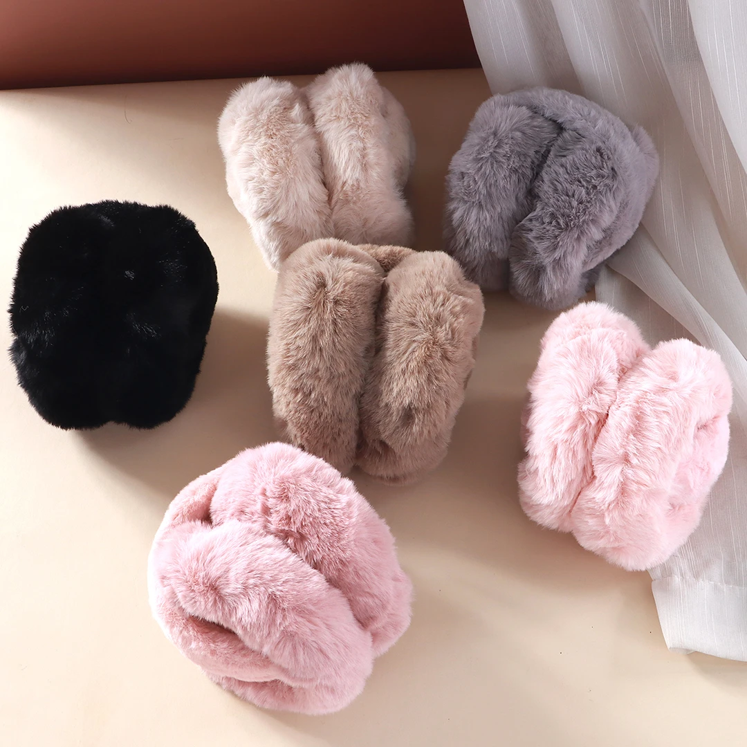 毛绒耳罩冬女时尚冬季保暖耳包护耳朵耳捂子可折叠学生防冻耳套