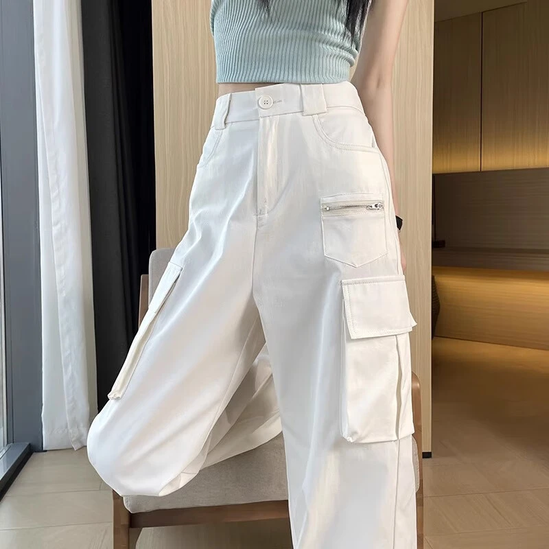 阔腿工装裤女夏季2025新款高腰宽松显瘦直筒裤时尚休闲运动裤