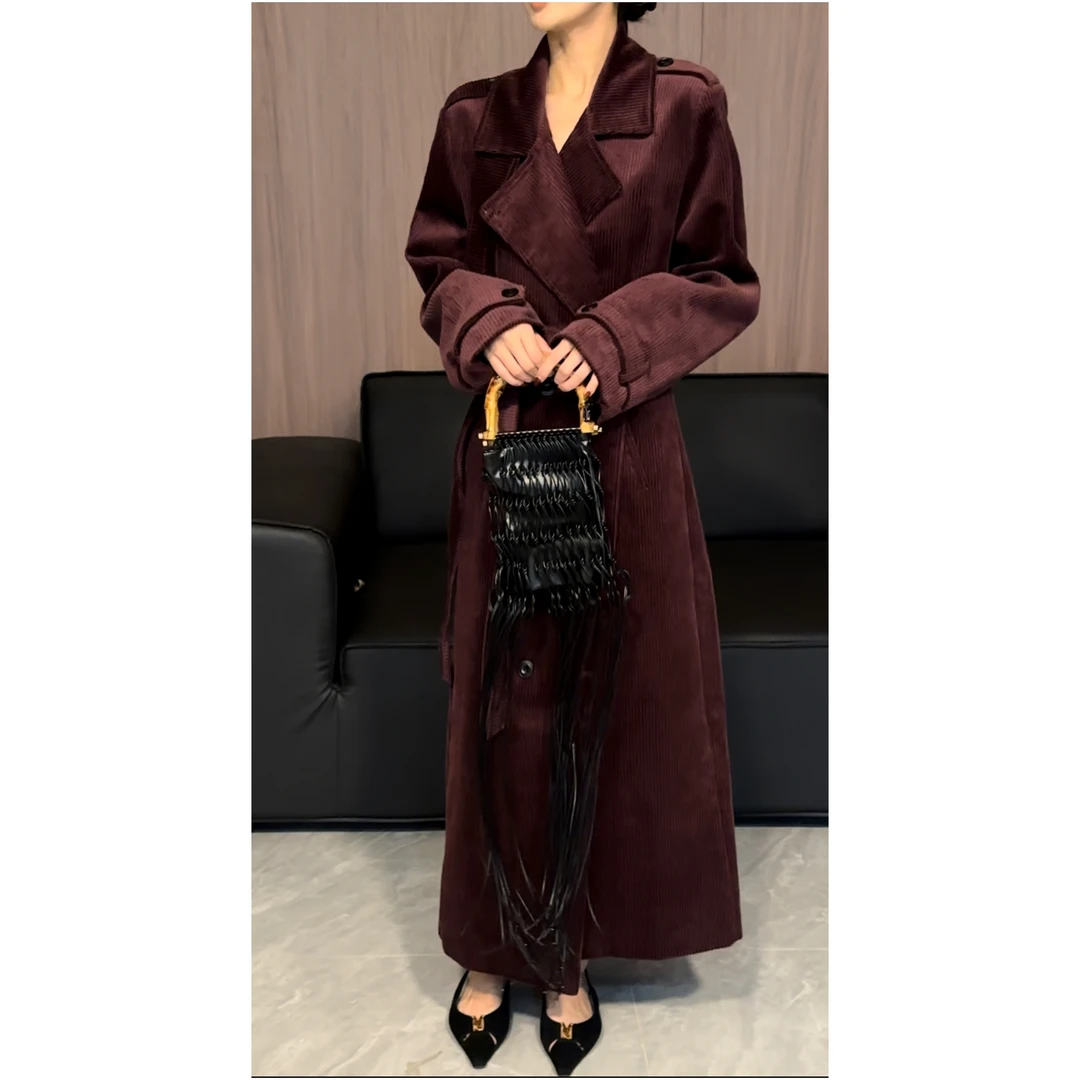 【GUI M】秋季高级大气复古长款时尚定制风衣9056