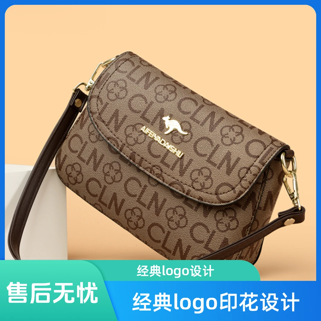 高档女士软皮斜挎包新款时尚中年印花妈妈包百搭简约单肩包大容量