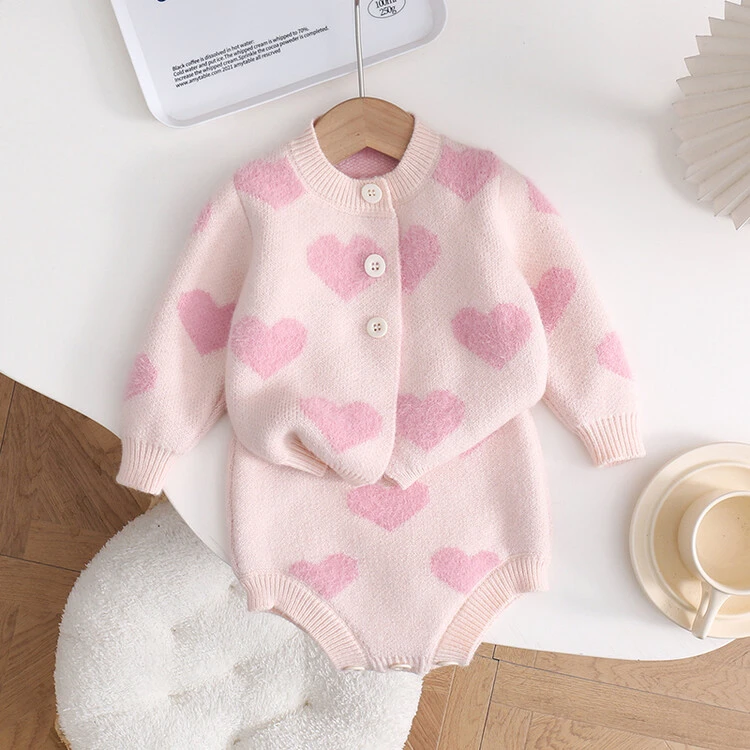 网红毛衣宝宝拍照洋气背带针织衫公主春秋线衫针织包屁衣帽子婴儿