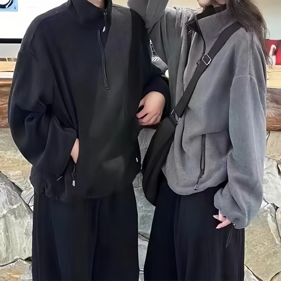 Z.X    双面绒半拉链立领套头卫衣   8581（C5）