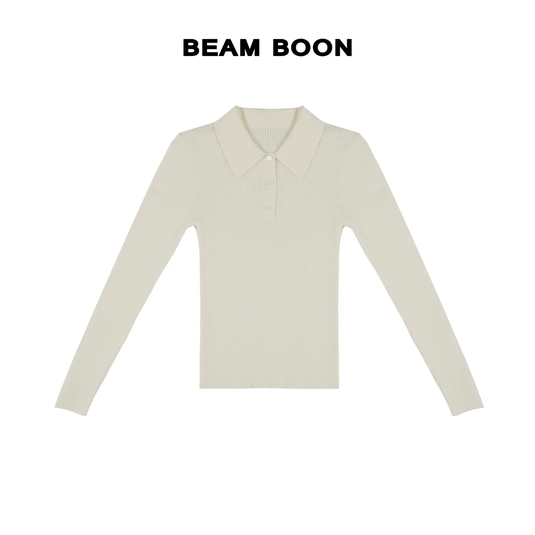 Beam Boon|【柏林纸片人】可机洗48S精纺扬子纱羊毛polo领针织上衣