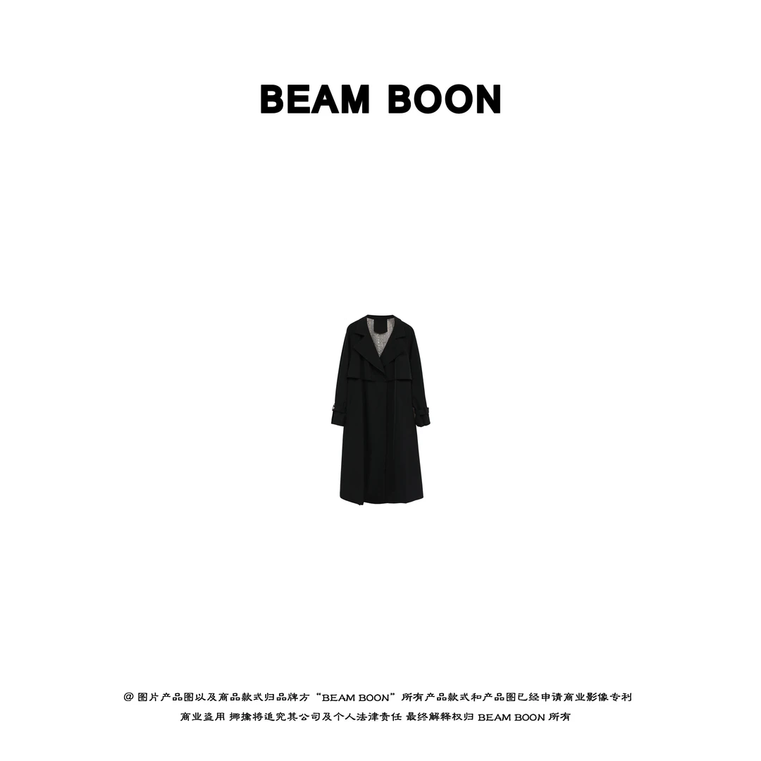 Beam Boon | 【静奢风衣】高密重磅开衩两穿袖设计功能性长款风衣