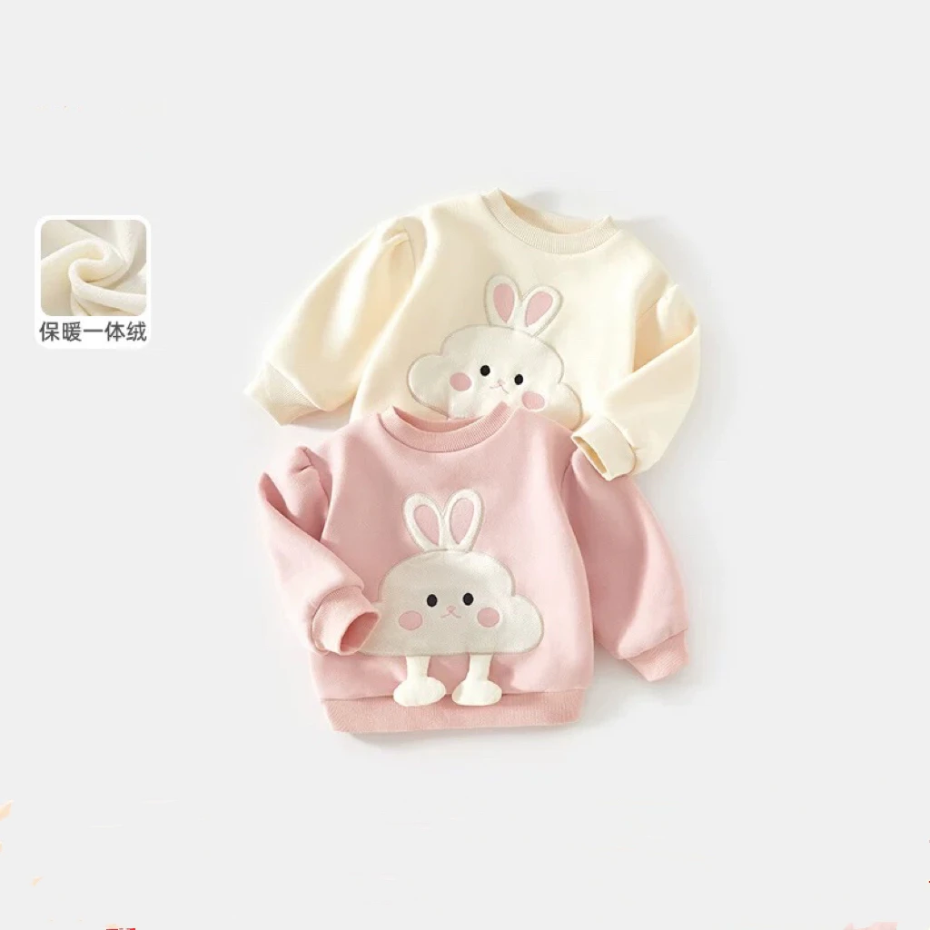 女童卫衣秋冬款2025新款儿童加绒上衣公主女宝宝打底衫小童装冬季