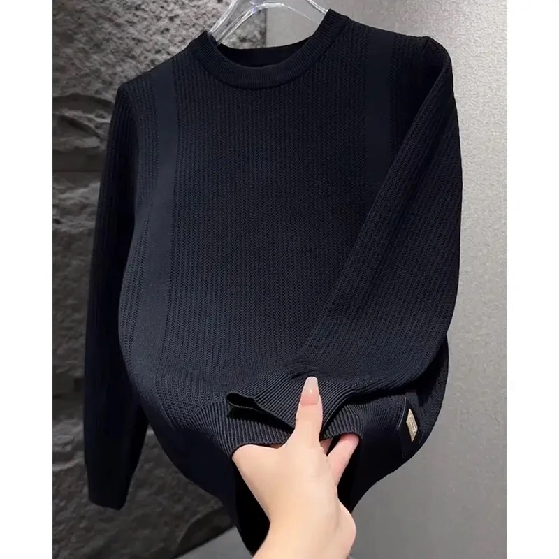 【轻奢潮牌】秋冬毛衣男款韩版帅气修身针织打底衫潮流百搭圆领上衣