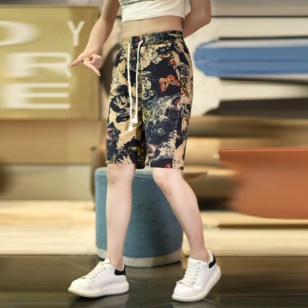 夏季新款男士休闲短裤海边沙滩裤五分裤ins风国潮牌直筒修身短裤