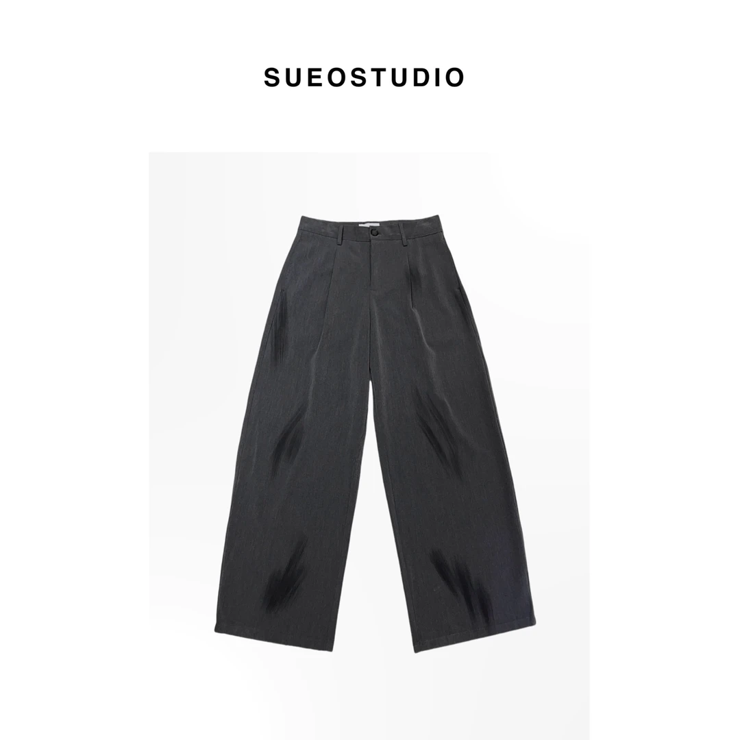 SUEO 【擦色西裤】CITY气质 垂坠高级感 宽松直筒休闲西裤
