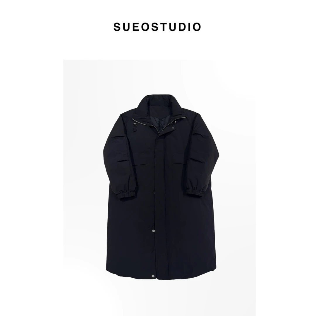 SUEO 【户外级·风衣羽绒2.0】三防 立领慵懒廓时髦形长款羽绒服