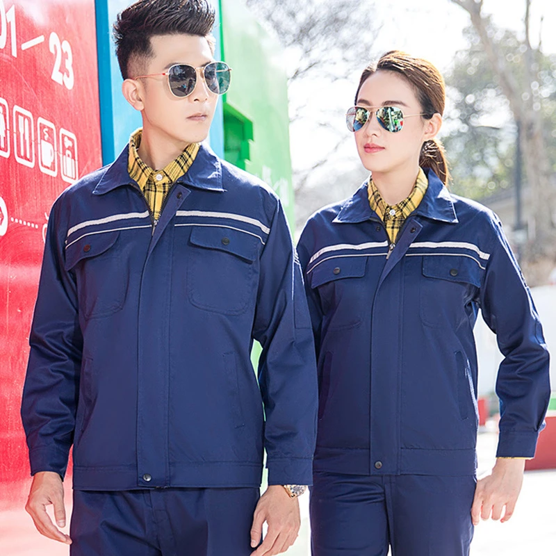 夏季长袖工作服男女服装维修工服汽修服工程加油加气站厂服男装