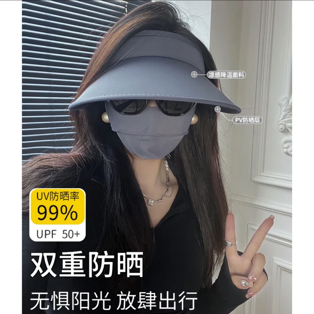 晴子Studio~日本uv防紫外线户外运动双层冰丝遮阳大帽檐空顶帽
