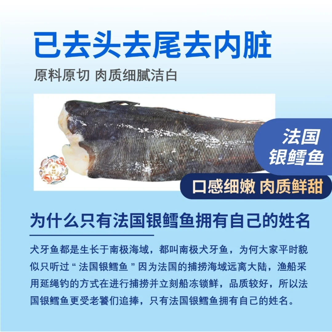 整条称重正宗法国进口银鳕鱼南极犬牙鱼（公斤价）宝宝辅食婴儿新鲜