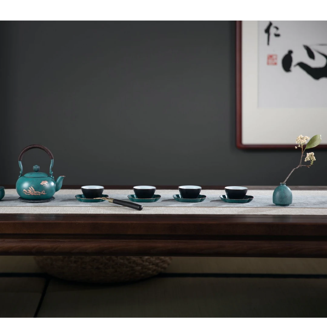 朱炳仁【千禧福运茶礼套装礼盒】手工铜壶烧水功夫茶具茶礼套装