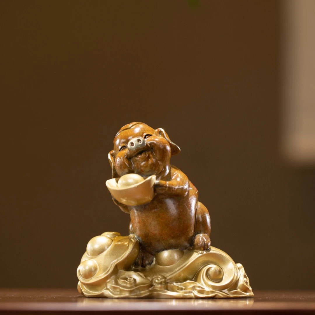 朱炳仁【十二生肖宝猪】猪摆件家居客厅玄关酒柜装饰品高档乔迁礼