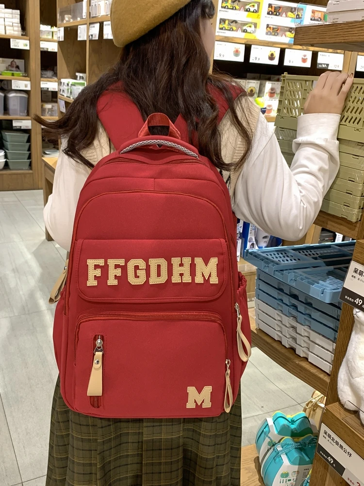 潮牌双肩包女大学生时尚百搭ins酷高品质背包初高中生大容量书包