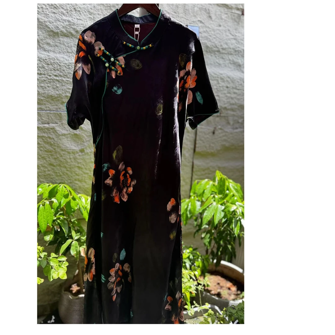 戚薇原创JY（太阳花）重磅桑蚕丝古法连衣裙